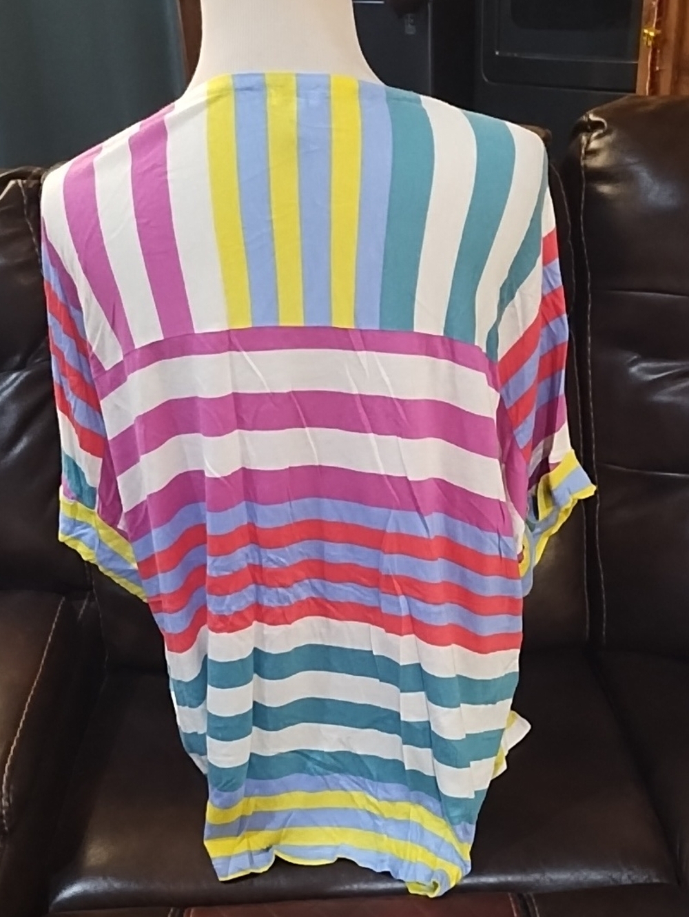 Splendid Multicolor Striped Button-Front Top - Picture 3 of 5